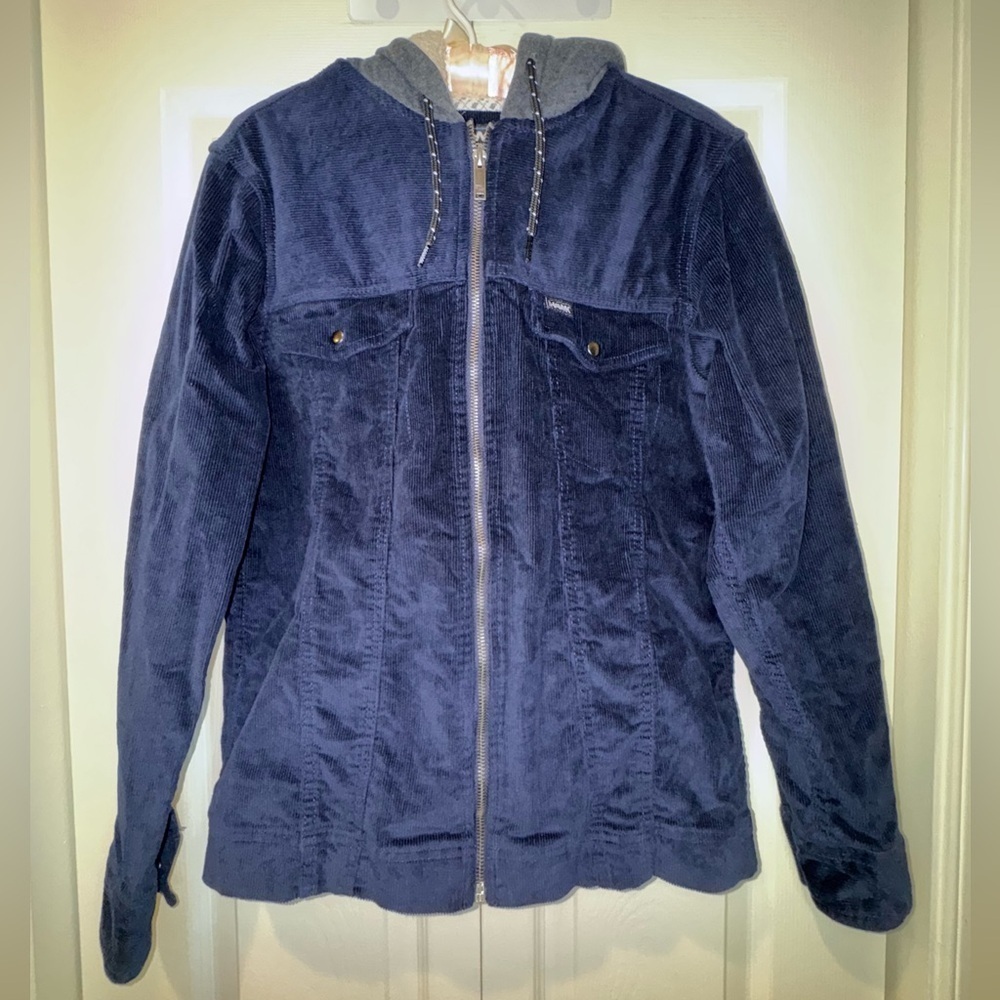 Tony Hawk Blue Corduroy Hooded Skater Jacket size Small (Fits women's small)VGUC